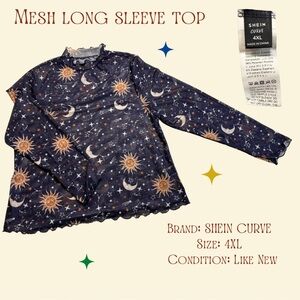 Sun, Moon and Stars Mesh Long Sleeve Top. 
Never worn.